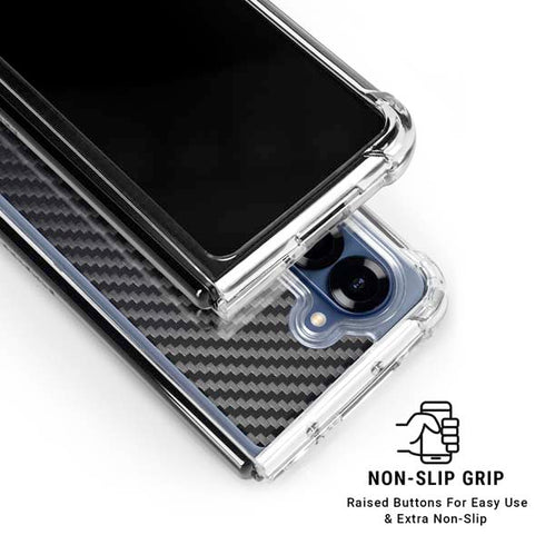 Black Carbon Fiber Specialty Texture Material Galaxy Z Fold6 Clear Case